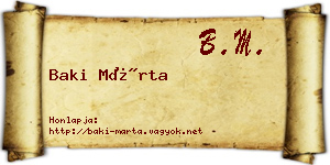 Baki Márta névjegykártya