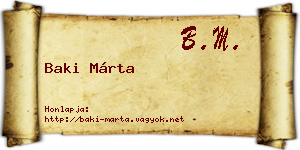 Baki Márta névjegykártya